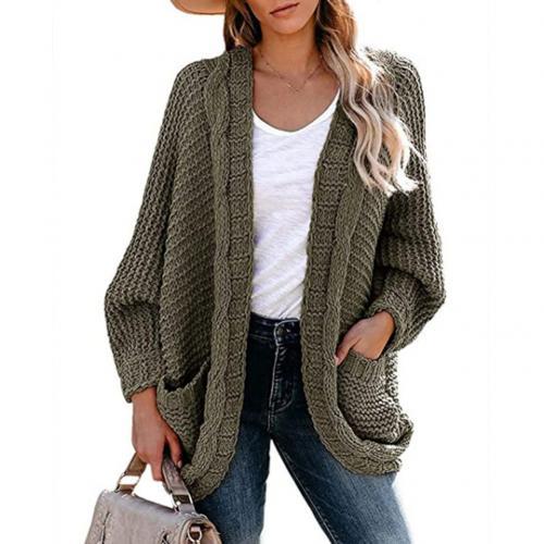 Women’s Black Knitted Pocket Cardigan Sweater Coat