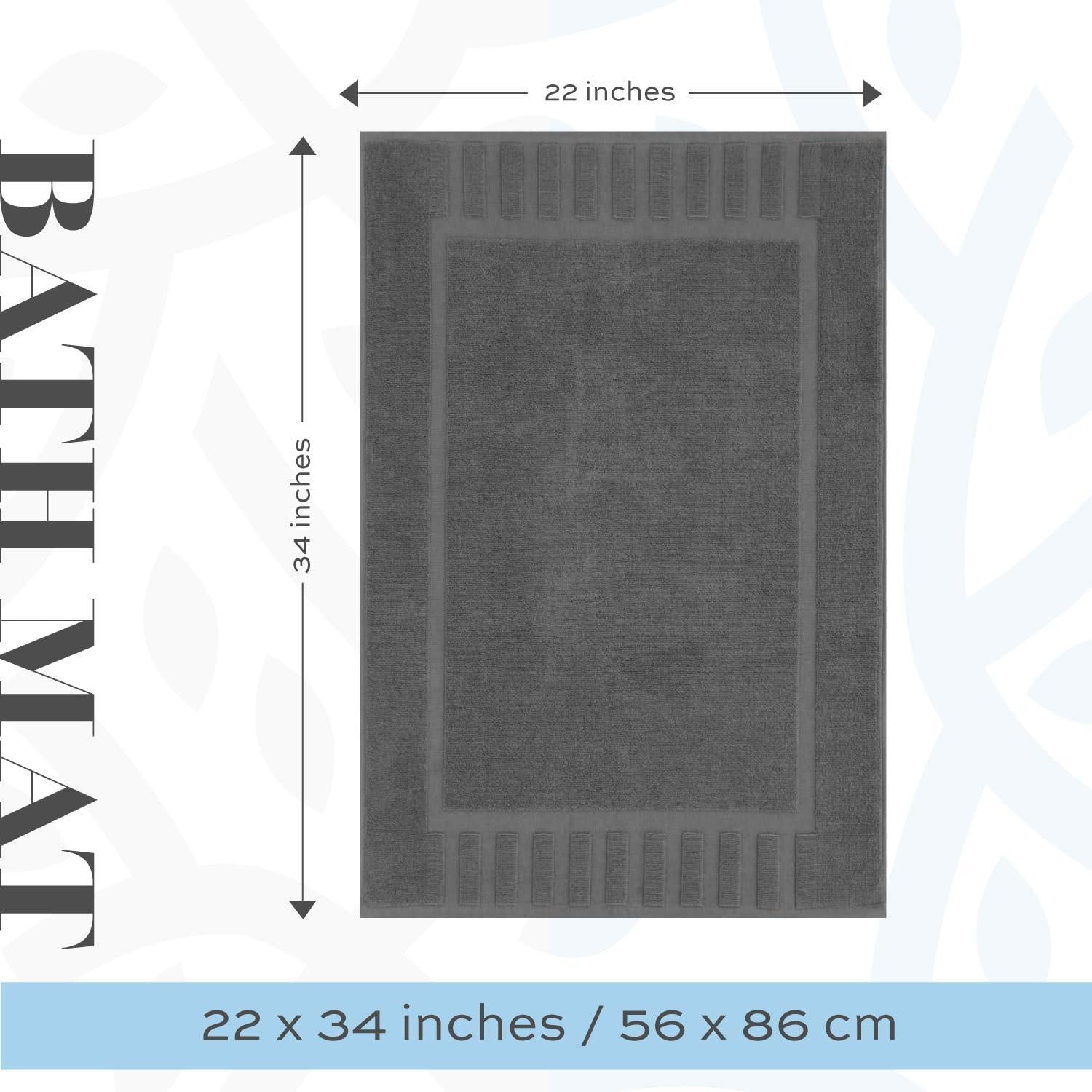 Luxury Bath Mat Floor Towel Set Grey White 22 x34 in 2 Pack Absorbent Cotton