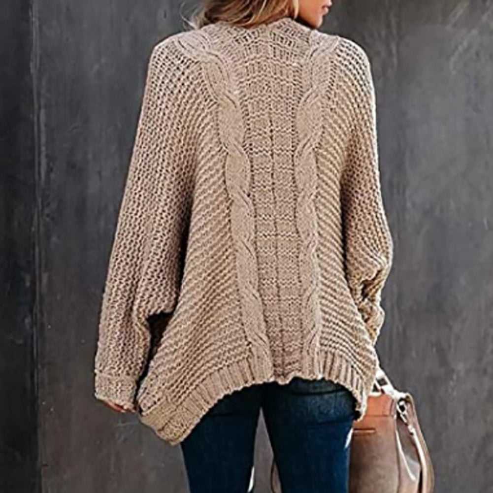 Women’s Black Knitted Pocket Cardigan Sweater Coat