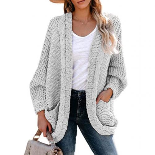 Women’s Black Knitted Pocket Cardigan Sweater Coat