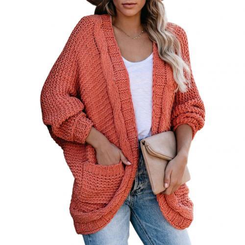 Women’s Black Knitted Pocket Cardigan Sweater Coat