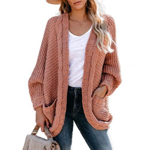 Women’s Black Knitted Pocket Cardigan Sweater Coat